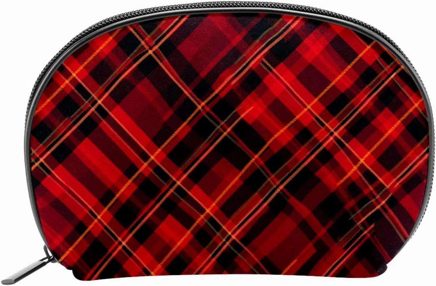 Makeup Bag Organizer,Cosmetic Bags for Women,Christmas Red Dark Green Plaid,Small Makeup Pouch