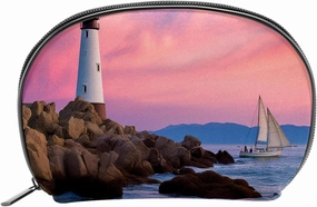 Makeup Bag Organizer,Cosmetic Bags for Women,White Lighthouse Pink Sky,Small Makeup Pouch