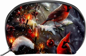 Makeup Bag Organizer,Cosmetic Bags for Women,Winter Red Bird Snow Night,Small Makeup Pouch