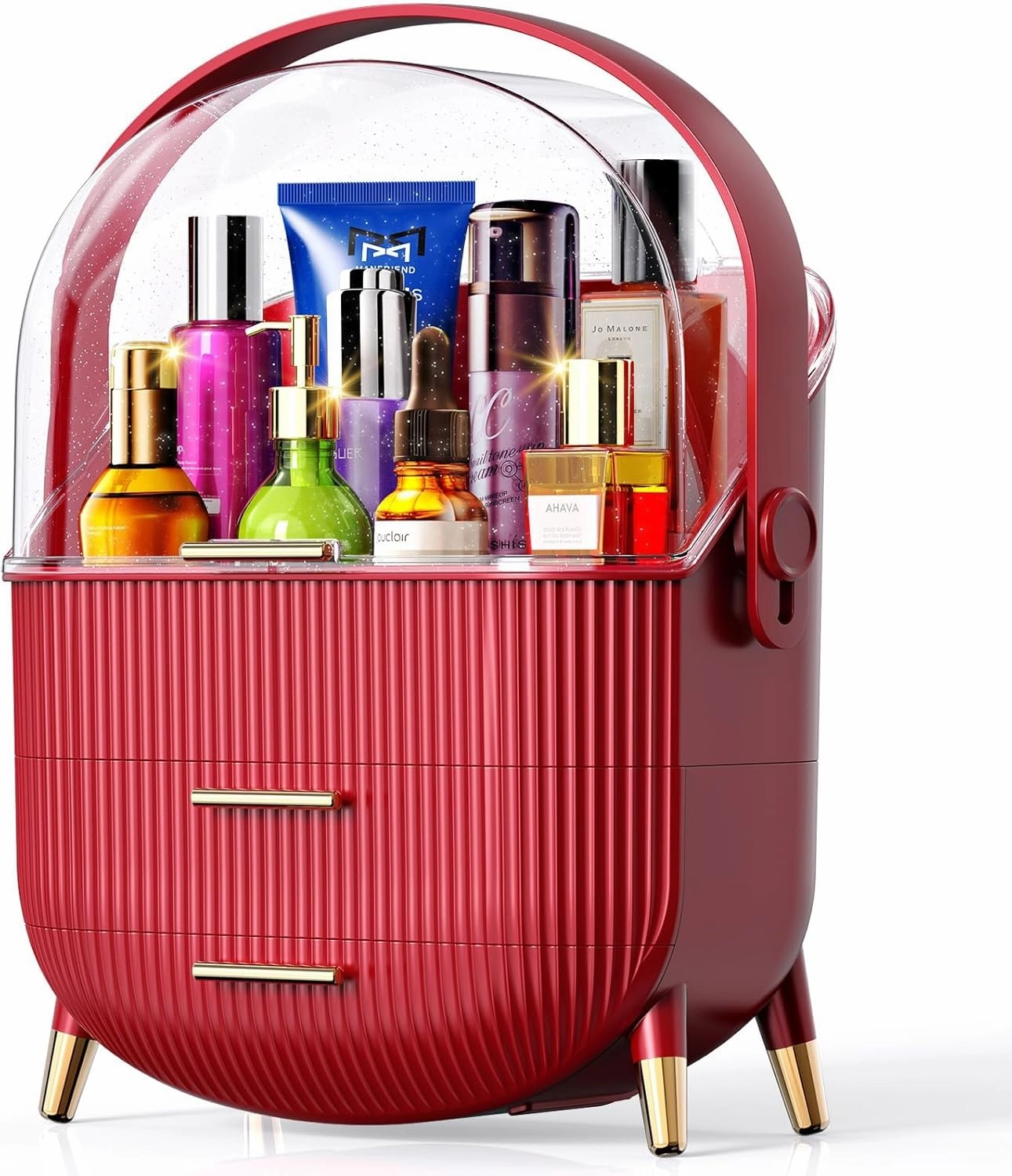 Makeup Organizer for Vanity, Cosmetic Display Case, Skincare Organizer, Fit for Bathroom,Living room,Bedroom Countertop,Dressing Table,College Dorm (RED)