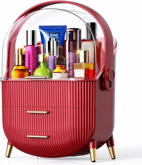 Makeup Organizer for Vanity, Cosmetic Display Case, Skincare Organizer, Fit for Bathroom,Living room,Bedroom Countertop,Dressing Table,College Dorm (RED)