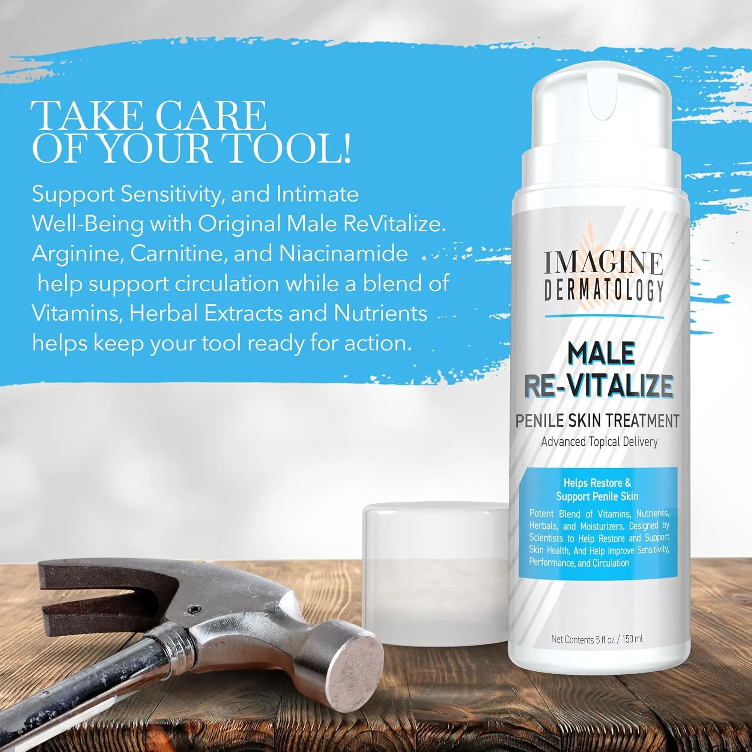 Male Re-Vitalize Original Penile Health Cream for Men - Relieve, Restore and Support Skin - Moisturizer Penile Lotion - Large Value Size (5fl oz/150ml)