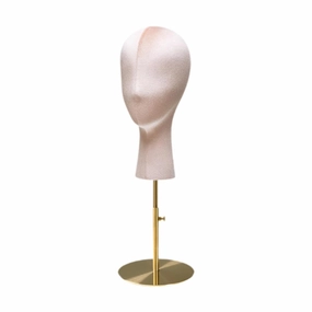Mannequin Head Velvet for Styling and Display,Fabrics Block Model,Hat Rack,Wig Head Manikin Head for Wig Hat Jewelry, Pink