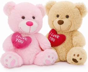 MaoGoLan Bulk Valentines Teddy Bear Stuffed Animal with Red Heart, I Love You Small Teddy Bears Plush in Bulk, 12" Valentines Bear Gift for Gift, Girlfriend, Girls,Kids, Decorations,Pink and Brown
