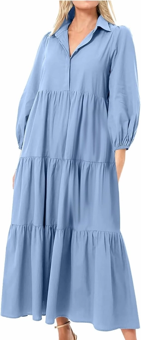 Maxi Dress for Women Casual 2024 Button Down V-Neck Lapel a Line Pleated Shirt Dress Plus Size Fall Flowy Long Dress