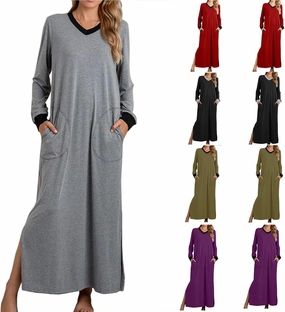 Maxi Dresses for Women 2025，Flowy Spring Dresses Modest Trendy Long Sleeve Dress Summer Beach Vacation Going Out