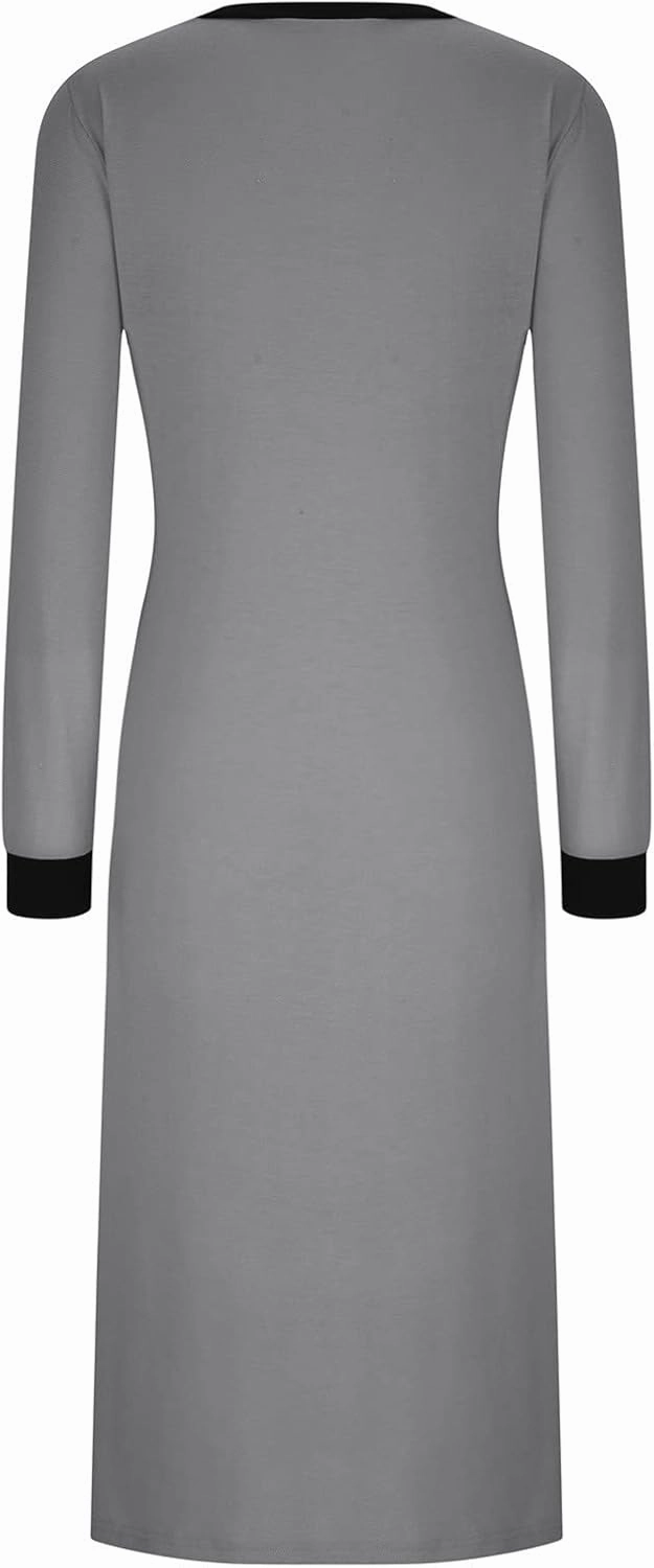 Maxi Dresses for Women 2025，Flowy Spring Dresses Modest Trendy Long Sleeve Dress Summer Beach Vacation Going Out