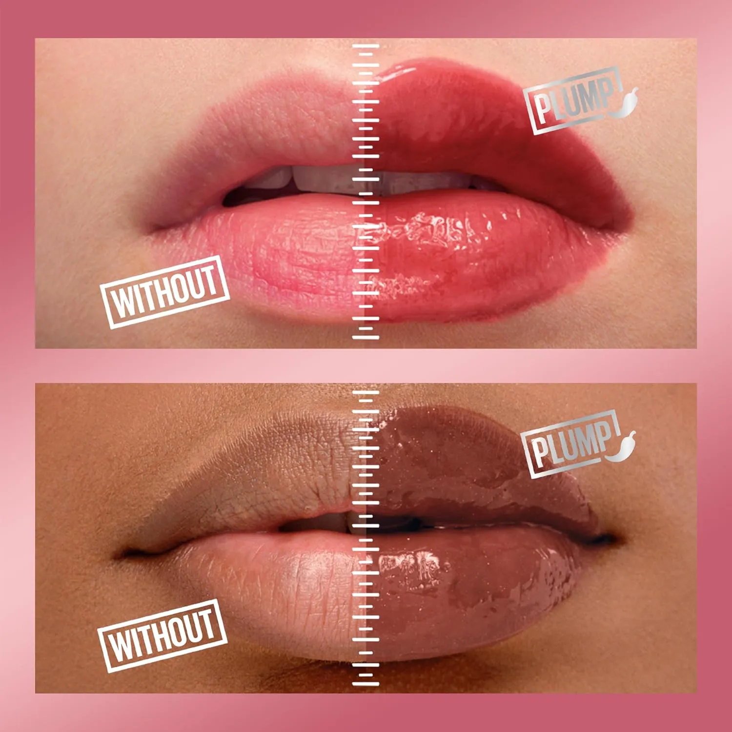 Maybelline Lifter Gloss and Lifter Plump Bundle, Hydrating, Pumping Lip Gloss in Shades Sweetheart and Red Flag, Pack of 2