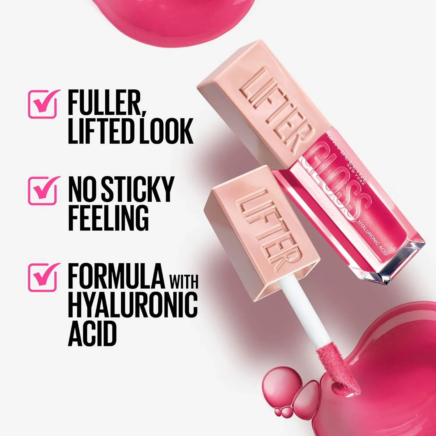 Maybelline Lifter Gloss and Lifter Plump Bundle, Hydrating, Pumping Lip Gloss in Shades Sweetheart and Red Flag, Pack of 2