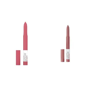 MAYBELLINE Super Stay Ink Crayon Matte Longwear Lipstick Makeup, 145 Break The Ceiling & Lead The Way Pink Beige Lip Crayon, 2 Count