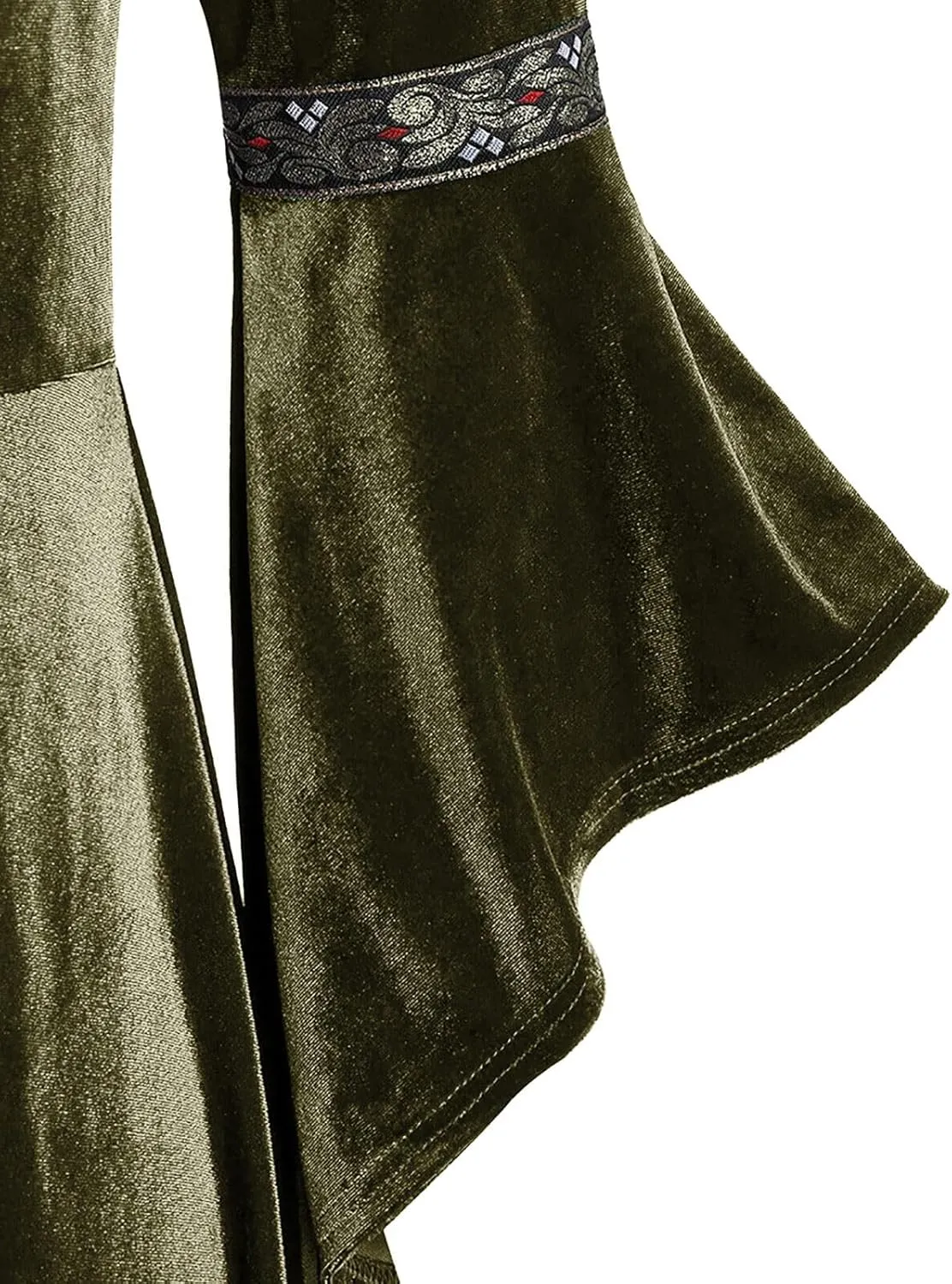 Medieval Costume Women Renaissance Dress Retro Velvet Trumpet Sleeve Corset Dress Irish Gown Long Dress for Halloween