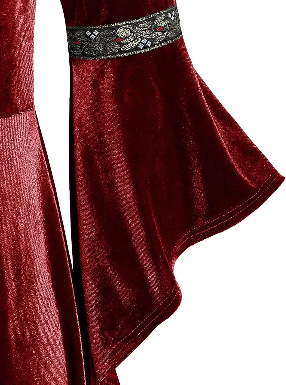 Medieval Costume Women Renaissance Dress Retro Velvet Trumpet Sleeve Corset Dress Irish Gown Long Dress for Halloween