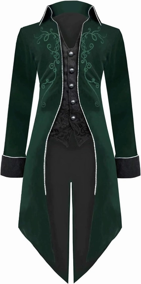 Medieval Steampunk Tailcoat Halloween Costumes for Men, Renaissance Pirate Vampire Gothic Jackets Vintage Warlock Frock Coat