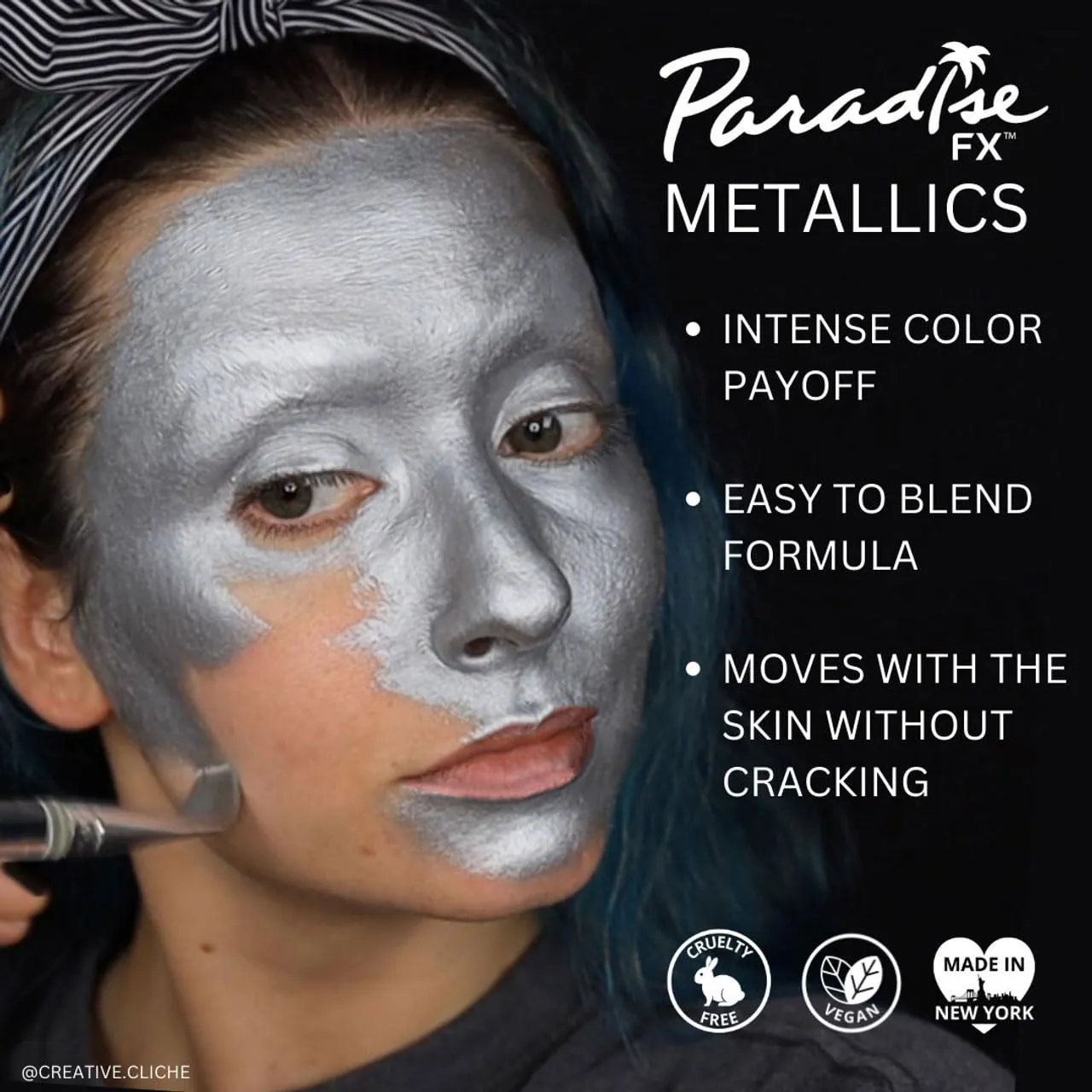 Mehron Makeup Paradise FX Makeup Pro Size | Stage & Screen, Face & Body Painting, Special FX, Beauty, Cosplay, and Halloween | Water Activated Face Paint & Body Paint 1.4 oz (40 g) (Metallic Fuchsia)