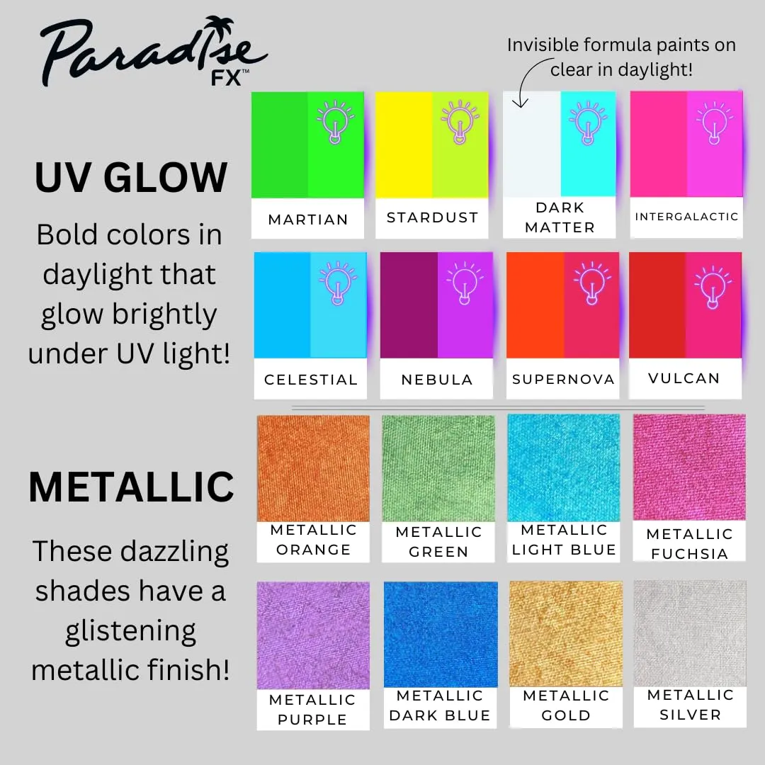 Mehron Makeup Paradise FX Makeup Pro Size | Stage & Screen, Face & Body Painting, Special FX, Beauty, Cosplay, and Halloween | Water Activated Face Paint & Body Paint 1.4 oz (40 g) (Metallic Fuchsia)