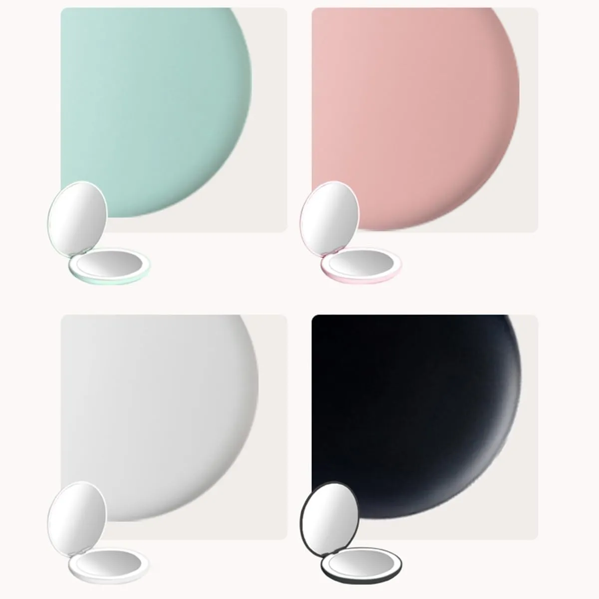 Meichoon Mini Travel Mirror LED Light 2X Magnifying Makeup Mirror Compact Handheld Foldable Circle Pocket Mirror Portable USB Rechargeable for Beauty Personal Care Lipstick UK14 White