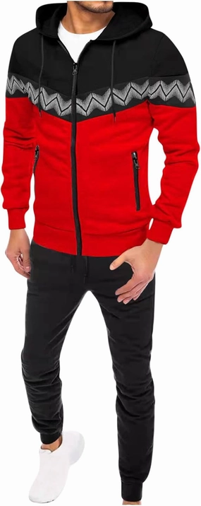 Men's 2 Pieces Full Zip Tracksuits Loose Fit Zip Hooded Sweatshirts Casual Athletic Pants Outfits Tracksuit Set