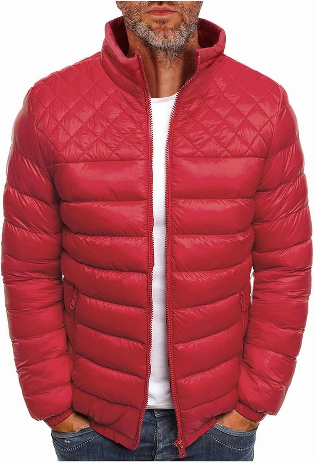 Men'S Down Jackets & Coats Zip Up With Hood Heated Plain Winter Jackets Thick Thermal Windproof Outwear