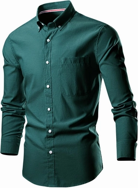 Men's Dress Shirts Causal Long Sleeve Solid Button Down Tshirts Office Work Collar Button Tee Tops Trendy Clothes