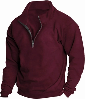 Men's Quarter Zip Comfy Shirt Long Sleeve Solid Color Sweatshirts Loose Casual Pullover Tops