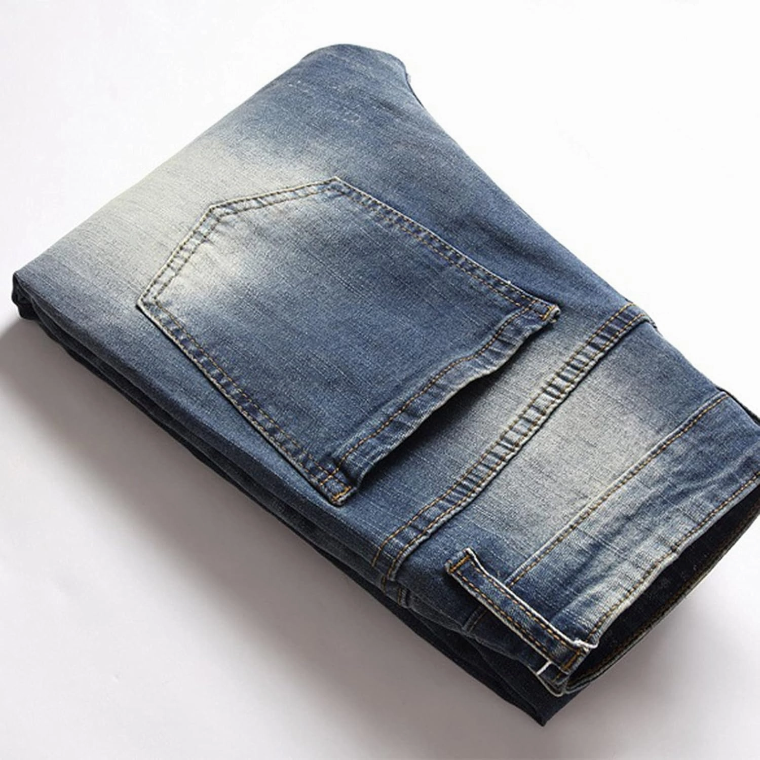 Men's Ripped Jeans Casual Stretch Button Zipper Pants with Pockets Relaxed Fit Denim Pants Boys Trendy Streetwear Jeans