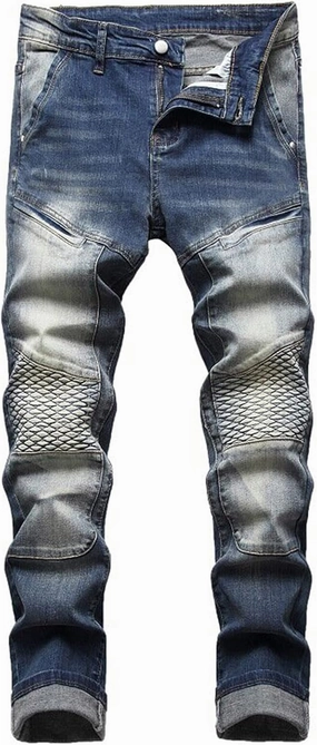 Men's Ripped Jeans Casual Stretch Button Zipper Pants with Pockets Relaxed Fit Denim Pants Boys Trendy Streetwear Jeans