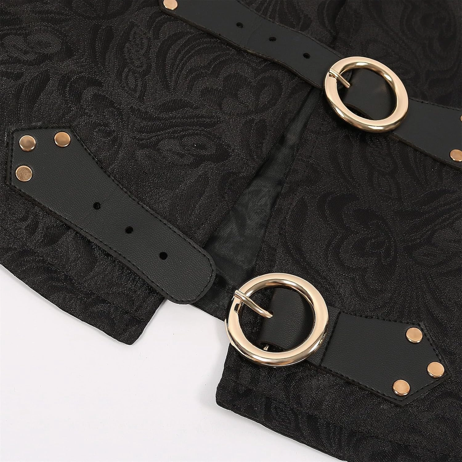 Men's Steampunk Tuxedo Waistcoat Gothic Jacquard Vest with Buckle Medieval Slim Uniform Vintage Renaissance Costume