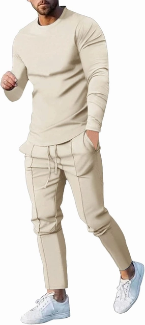 Men's Tracksuit Athletic Casual 2 Piece Outfits Long Sleeve Pullover Shirts and Pant Set Gym Jogger Sweatsuit Set