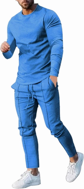 Men's Tracksuit Athletic Casual 2 Piece Outfits Long Sleeve Pullover Shirts and Pant Set Gym Jogger Sweatsuit Set