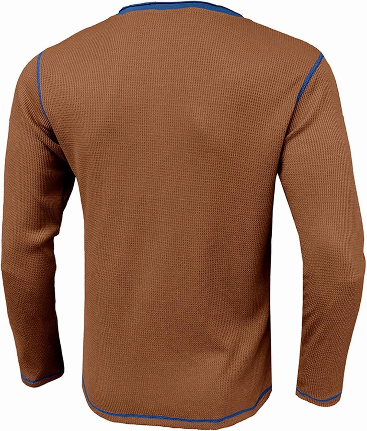 Men Waffle Knit Shirts 1/4 Button Long Sleeve Casual T-Shirts Solid Color Lightweight Loose Fit Shirt