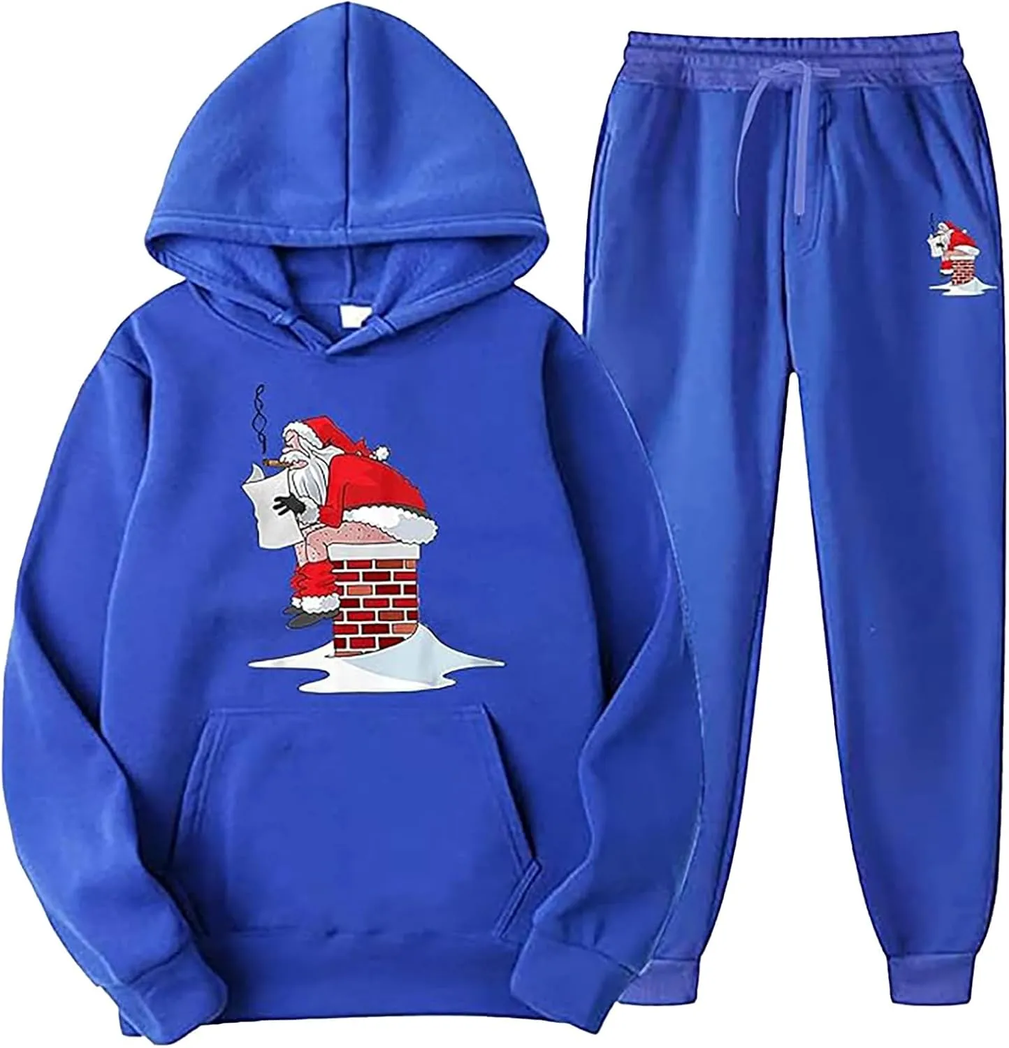 Men's Athletic Hoodie Tracksuit Funny Christmas Tracksuit 2 Piece Funny Reindeer Santa Casual Athletic Jogging Suits