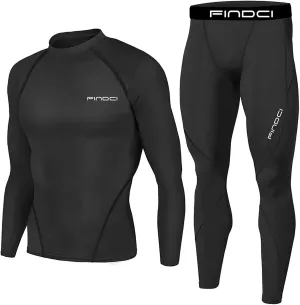 Men's Athletic Running Tracksuit Set Casual Compression Workout Sport 2 Piece Outfits Long Sleeve Sweatshirts Set