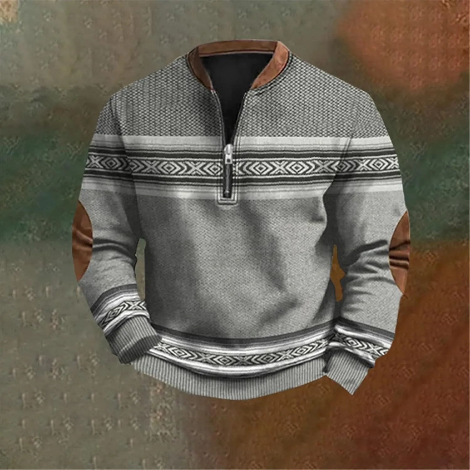Men's Fashion Hoodies & Sweatshirts, Quarter Zip Pullover Men Long Sleeve Outdoor Stand Collar Twist Pattern Sweaters