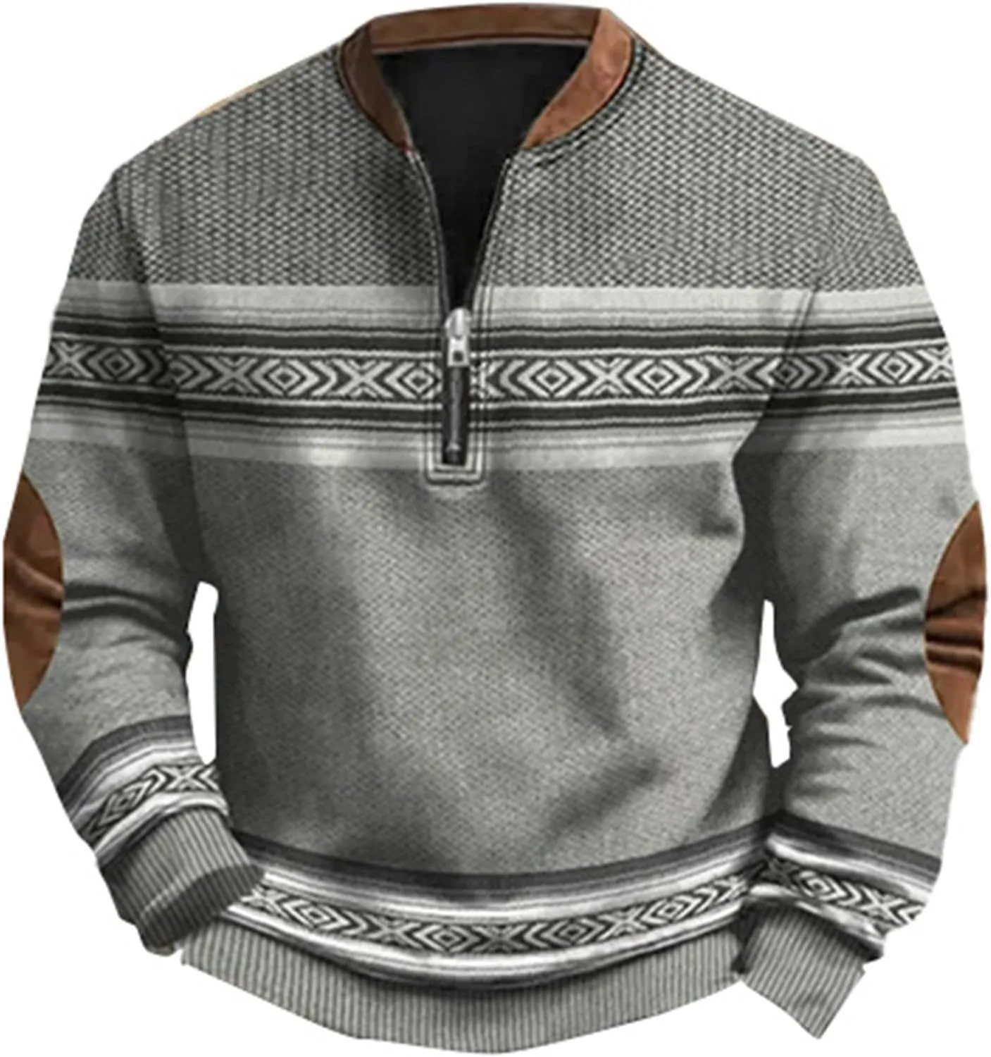 Men's Fashion Hoodies & Sweatshirts, Quarter Zip Pullover Men Long Sleeve Outdoor Stand Collar Twist Pattern Sweaters