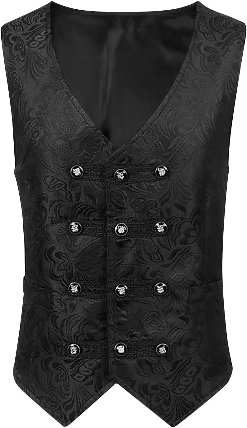 Men's Gothic Jackets Court Jacquard Tuxedo Slim Vintage Coats Victorian Steampunk Overcoat Halloween Party Outerwear