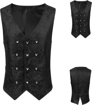 Men's Gothic Jackets Court Jacquard Tuxedo Slim Vintage Coats Victorian Steampunk Overcoat Halloween Party Outerwear