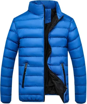Men's Puffer Coat - Mens Insulated Quilted Jacket For Winter Fashionable Solid Quilted Coat Classic Parka Jacket