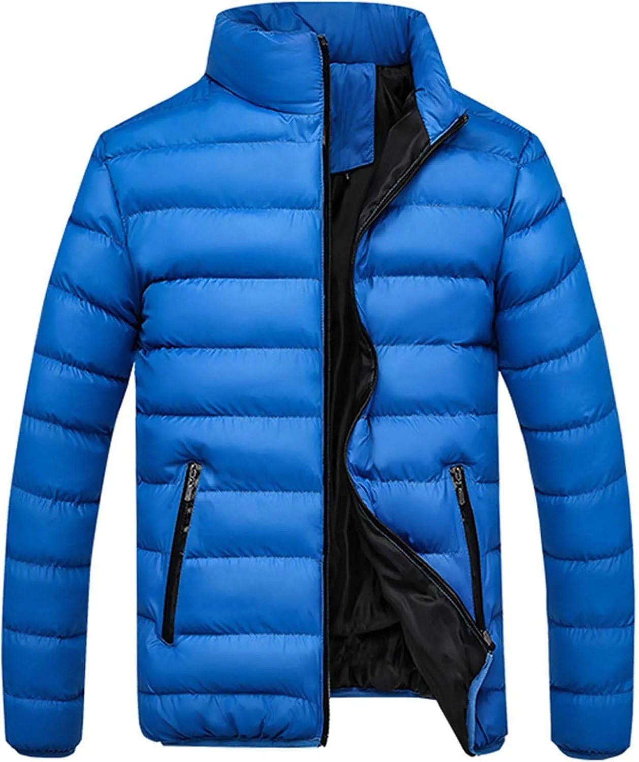 Men's Puffer Coat - Mens Insulated Quilted Jacket For Winter Fashionable Solid Quilted Coat Classic Parka Jacket