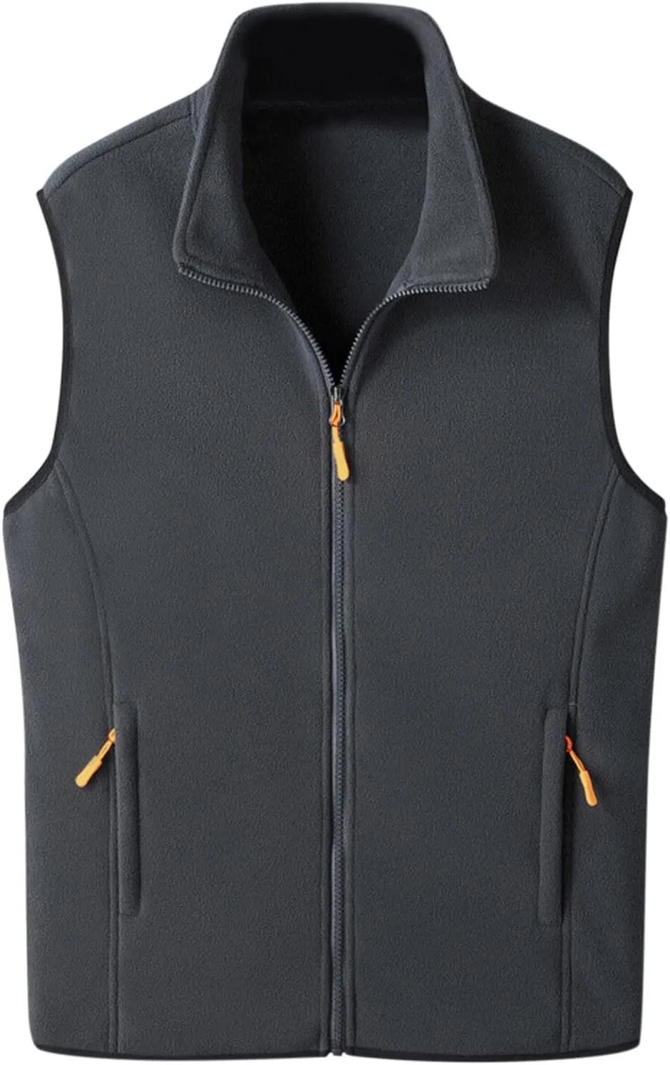 Mens Soft Shell Fuzzy Vest Full Zip Sleeveless Stand Collar Linghtweight Vests with Pocket Lamb Velvet Warm Vest Coat