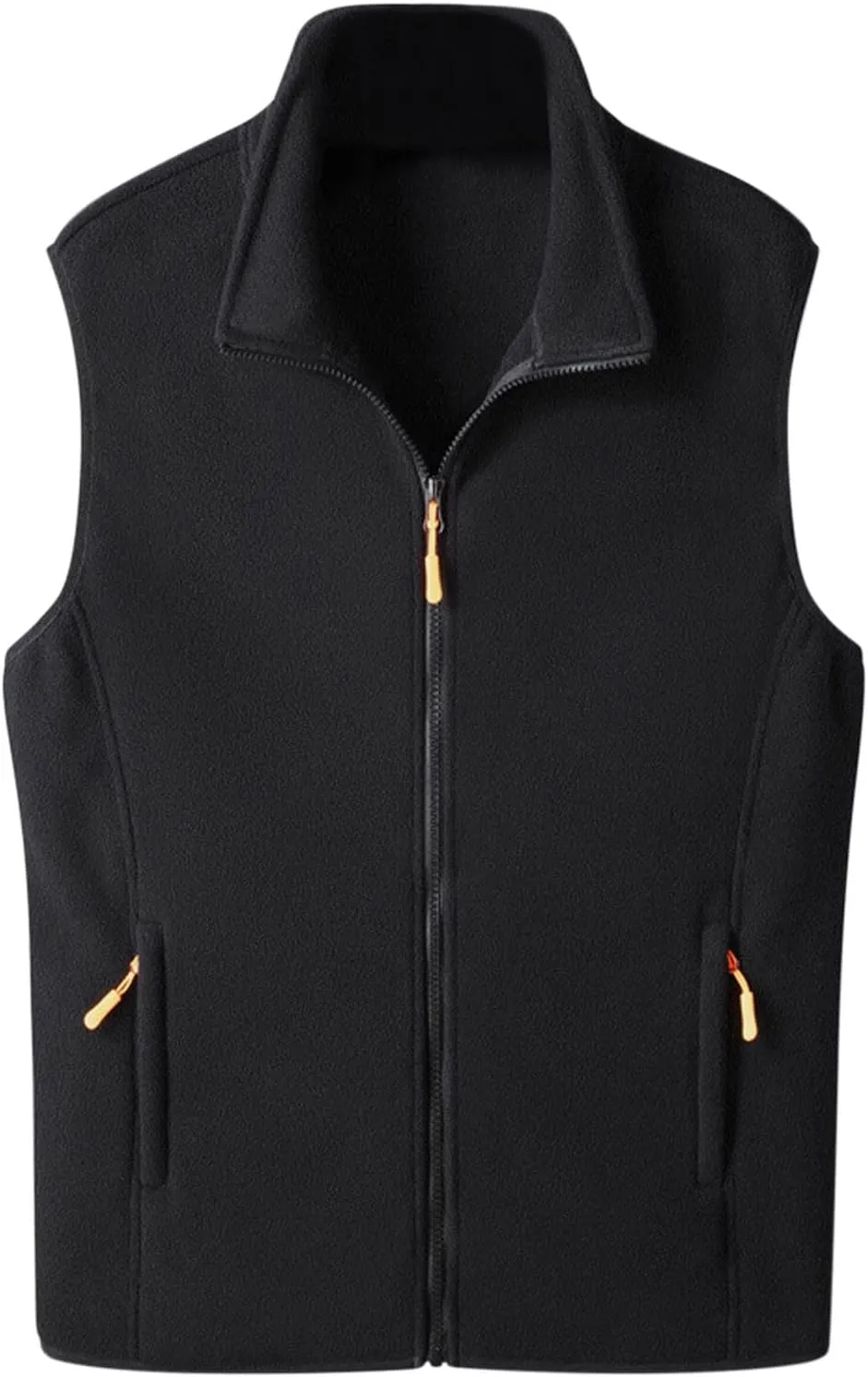 Mens Soft Shell Fuzzy Vest Full Zip Sleeveless Stand Collar Linghtweight Vests with Pocket Lamb Velvet Warm Vest Coat