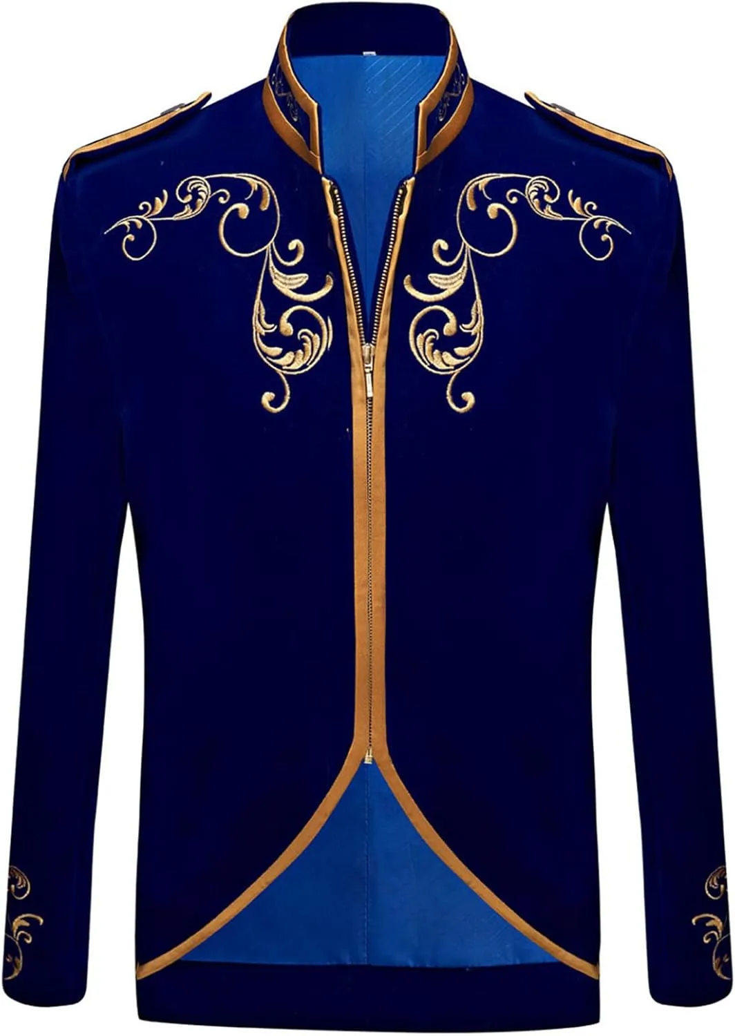 Men's Stylish Prince Velvet Blazer Slim Fit Gold Embroidery Jacket Suit Court Uniform Costume Tux Dress Suits
