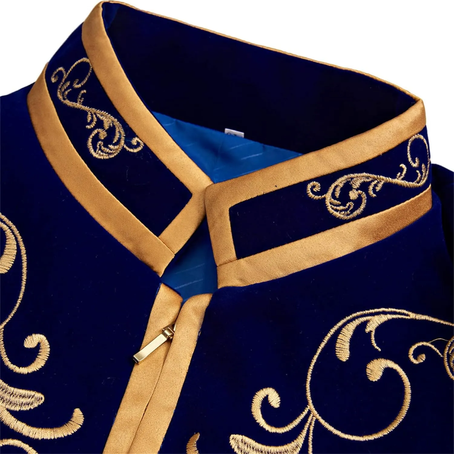 Men's Stylish Prince Velvet Blazer Slim Fit Gold Embroidery Jacket Suit Court Uniform Costume Tux Dress Suits