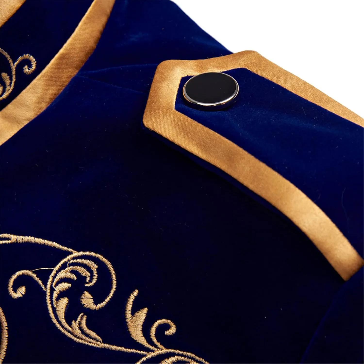 Men's Stylish Prince Velvet Blazer Slim Fit Gold Embroidery Jacket Suit Court Uniform Costume Tux Dress Suits