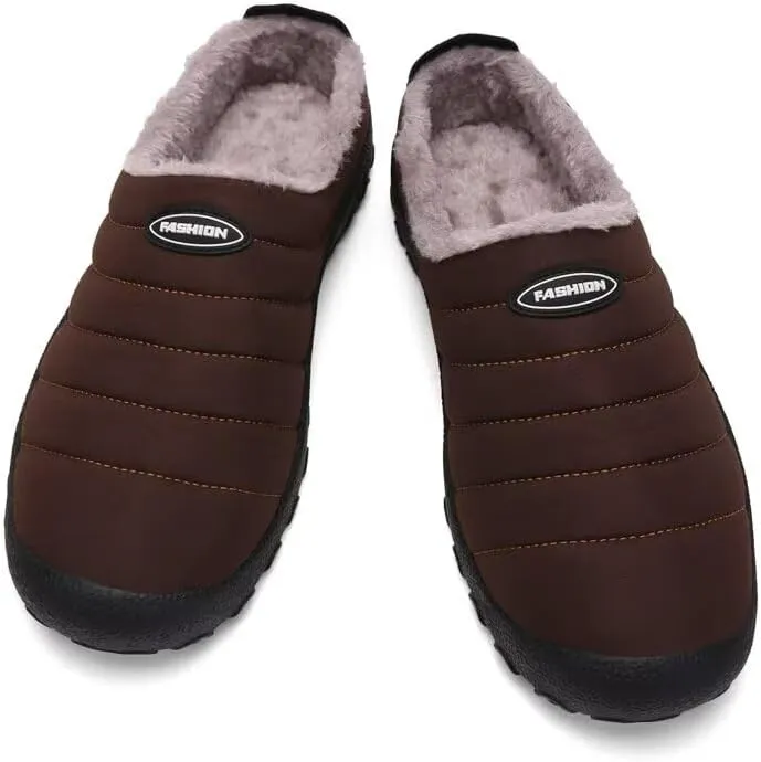 Men's Women's Indoor Outdoor Warm Velvet Winter Slippers for Home Street Walking