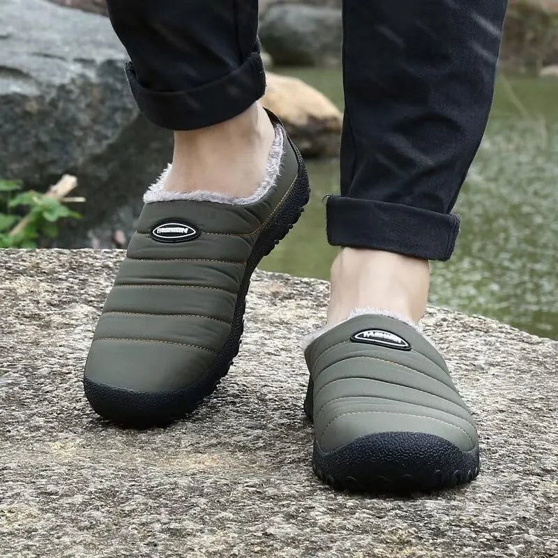 Men's Women's Indoor Outdoor Warm Velvet Winter Slippers for Home Street Walking