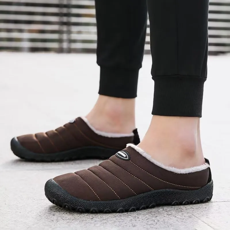 Men's Women's Indoor Outdoor Warm Velvet Winter Slippers for Home Street Walking