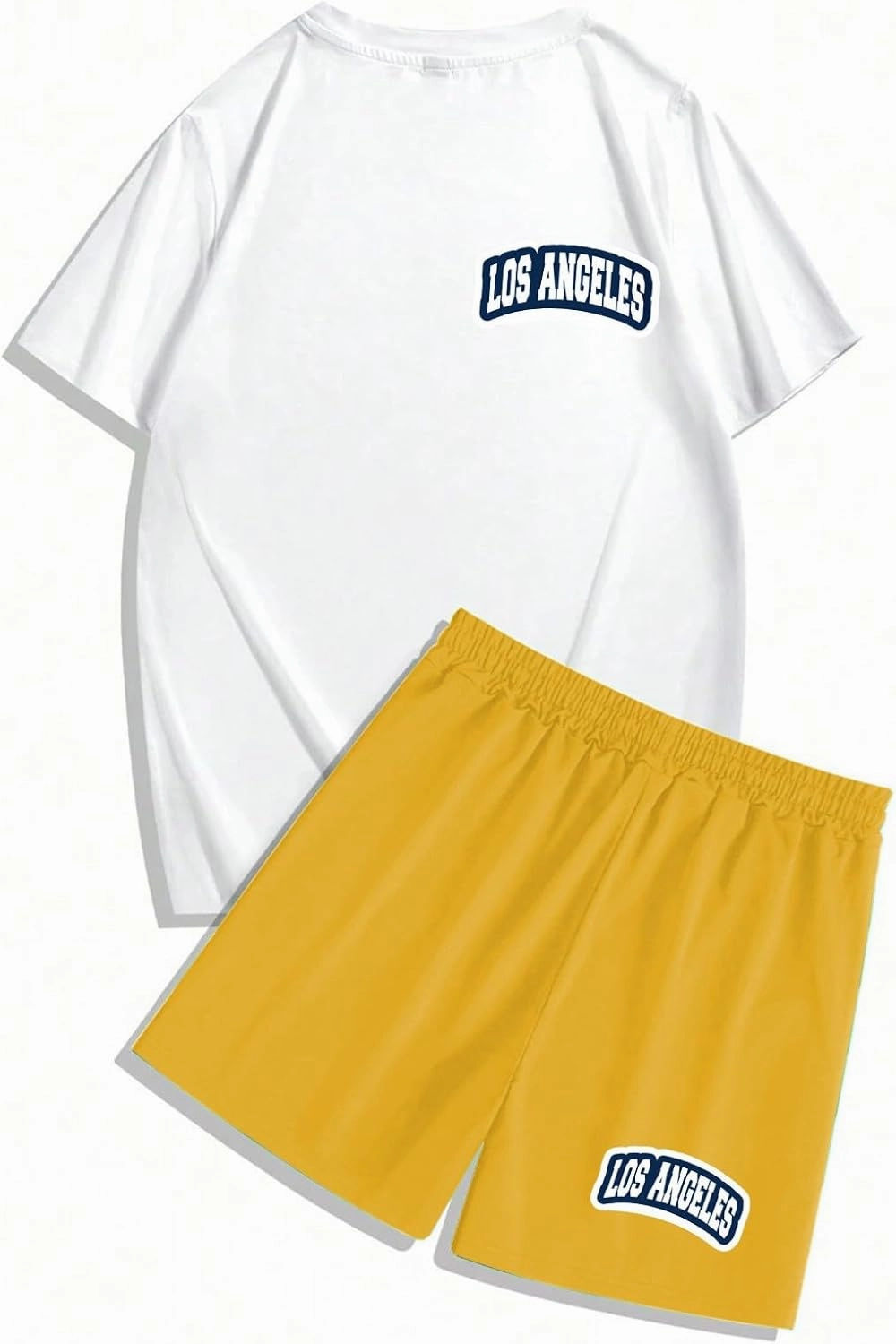 Mens City Letter Print Slim T Shirt Shorts Vacation Wear Light Breathable Business Casual Fitness Two Piece Set