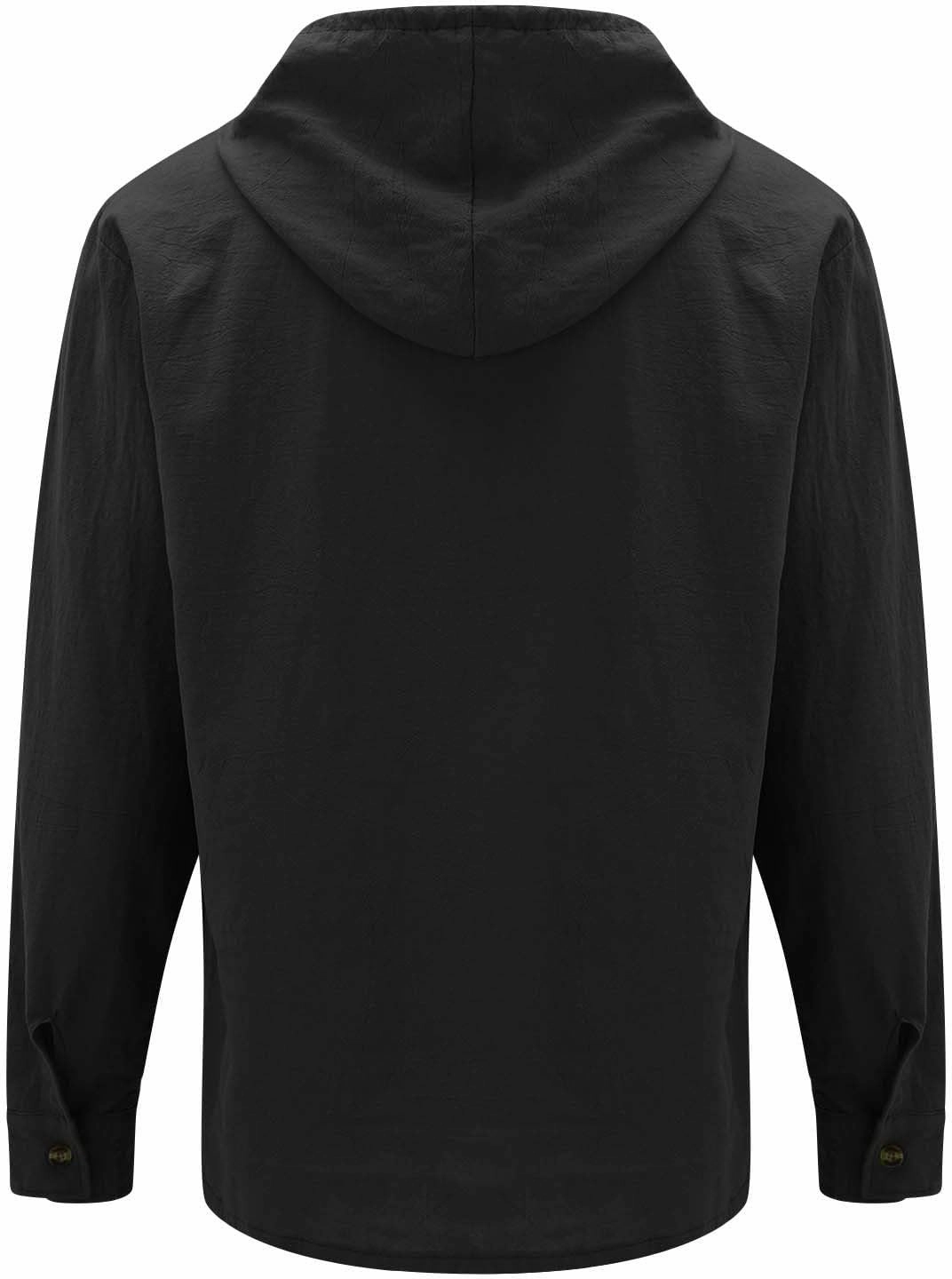 Mens Cotton Linen Shirts with Hooded Casual 3/4 Roll-Up Sleeve Summer Beach Hippie Shirt Lightweight Drying Tee Tops