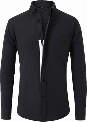 Mens Dress Shirts Slim Fit Long Sleeve Cotton Button Down T-Shirts Causal Fashion Solid Business Collared Shirts Tops