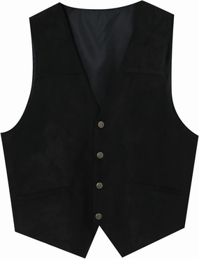 Mens Vests Leather V Neck Pocket Retro Color Vest Blouse With Button Purple Vest Brown Vest Men Black Mens Dress